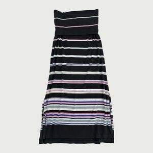 Striped Fold Down Waist Maxi Skirt/Dress
